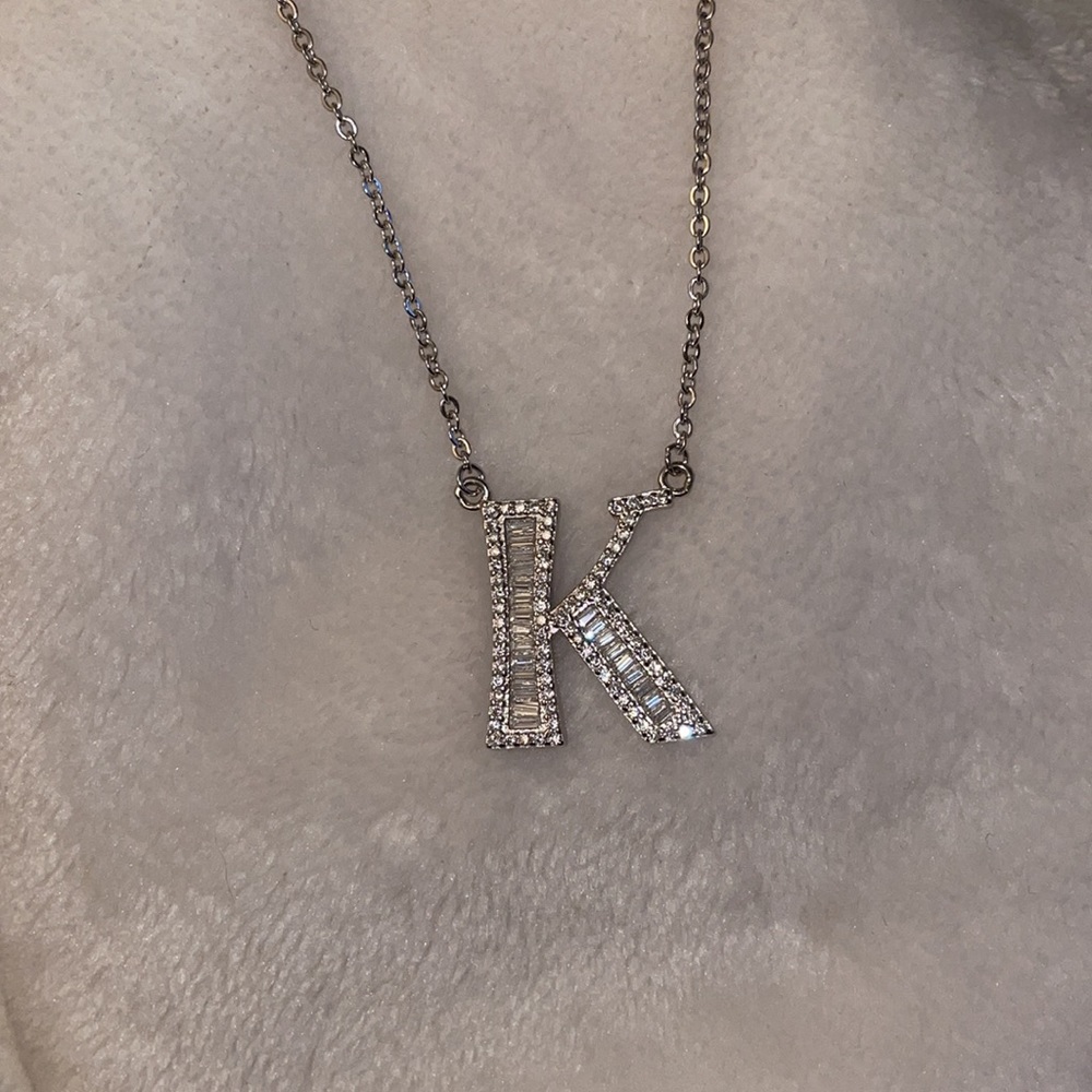 Silver K Initial Necklace